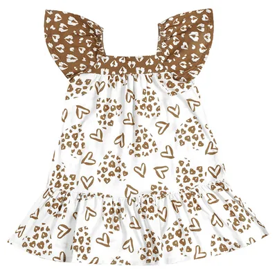 Vestido Infantil Kyly Manga Curta Estampa Corações E Oncinha Vestido Infantil Kyly Manga Curta Estampa Corações E Oncinha