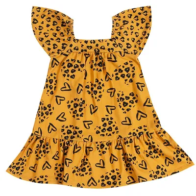 Vestido Infantil Kyly Manga Curta Estampa Corações E Oncinha Vestido Infantil Kyly Manga Curta Estampa Corações E Oncinha