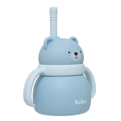 Copo Buba em Silicone com Canudo Ursinho Azul 200 ml Copo Buba em Silicone com Canudo Ursinho Azul 200 ml