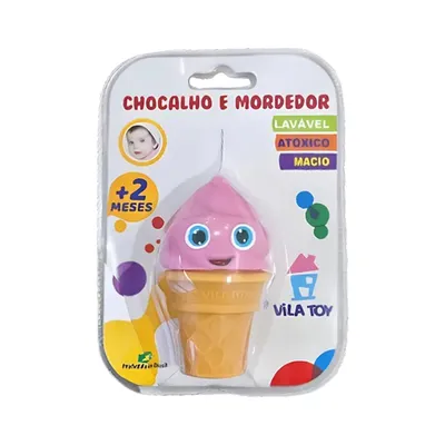 Mordedor Infantil Vila Toy Chocalho Sorvete \r\nRosa