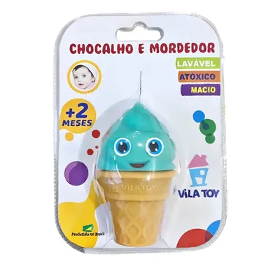 Mordedor Infantil Vila Toy Chocalho Sorvete Azul