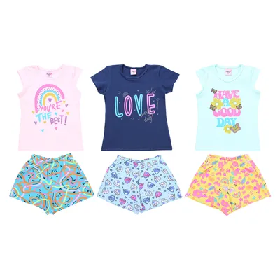 Kit Conjunto Infantil Duplo J Menina 9 Peças Kit Conjunto Infantil Duplo J Menina 9 Peças