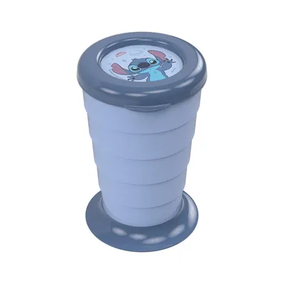 Copo Infantil Retrátil Plasútil Stitch Azul 330 ml