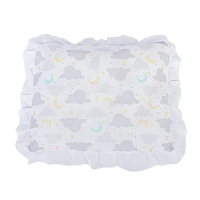 Travesseiro Com Babado Minasrey Baby Nice Estampado 35x28 Cinza Travesseiro Com Babado Minasrey Baby Nice Estampado 35x28 Cinza