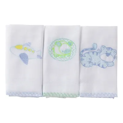 Kit Toalha De Boca Bordada 03 Peças Cores E Bordados Sortidos