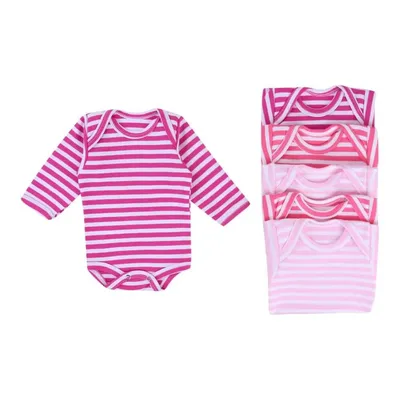 Kit Body Top Chot Manga Longa Suedine Listrado 06 Peças