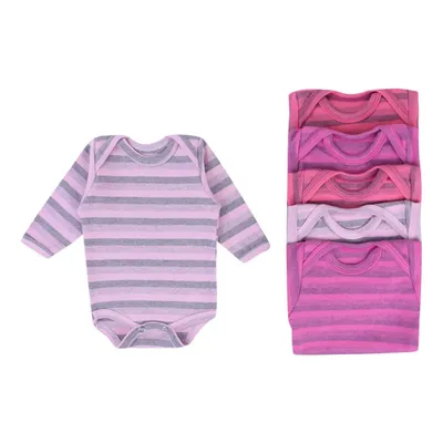 Kit Body Top Chot Manga Longa Suedine Listrado 06 Peças