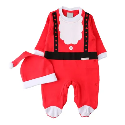 Macacão Longo Bebê Miniclo Estampa Papai Noel Com Gorro