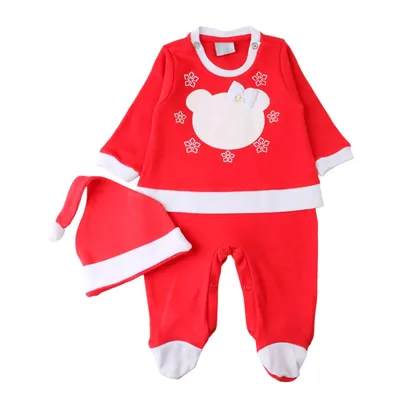 Macacão Longo Bebê Miniclo Estampa Ursa Natalina