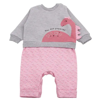 Macacão Longo Baby Gijo Aplique Dino E Laço