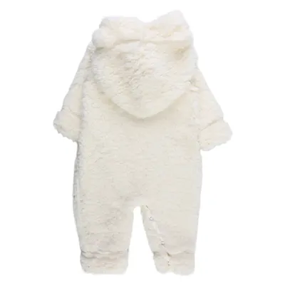 Macacão Longo Bebê Din Don Bordado Urso Com Capuz