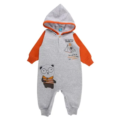 Macacão Longo Bebê Din Don Camping Com Capuz