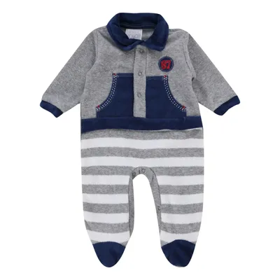 Macacão Longo Baby Gijo Em Plush Bouclé Listrado Bordado 87