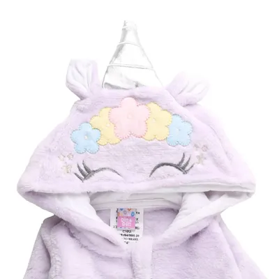 Macacão Longo Bebê Din Don Com Capuz De Unicórnio