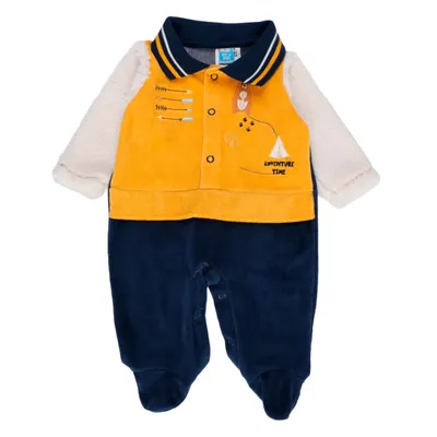 Macacão Longo Plush Bebê Din Don Bordado Urso Apache