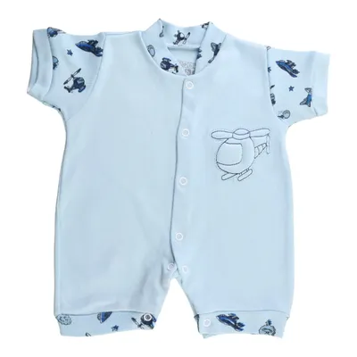 Macacão Curto Smoby Baby Em Suedine Com Bordados