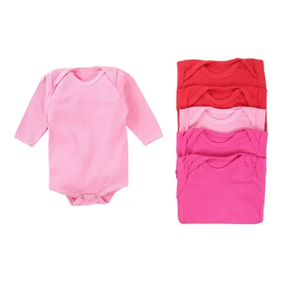 Kit Body Top Chot Manga Longa Canelado Básico Sortido 06 Peças