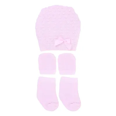 Kit Enxoval Centopé Gorro Laço + Luva + Meia Rosa Claro Kit Enxoval Centopé Gorro Laço + Luva + Meia Rosa Claro