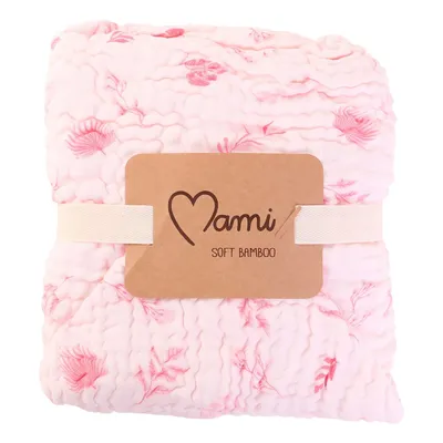 Toalha Capuz Papi Mami Bamboo Estampa Folhas Rosas 115 x 85