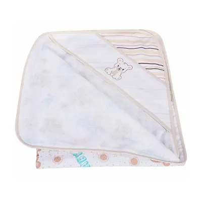 Toalha De Banho Minasrey Baby Nice Felpa Capuz Bordado Bege