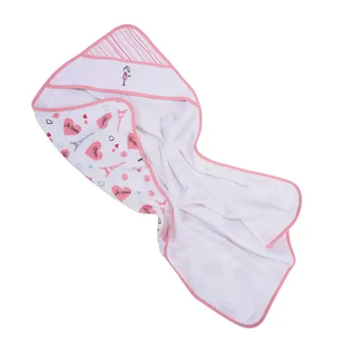 Toalha De Banho Minasrey Baby Nice Felpa Capuz Bordado Rosa