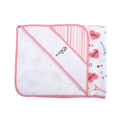 Toalha De Banho Minasrey Baby Nice Felpa Capuz Bordado Rosa