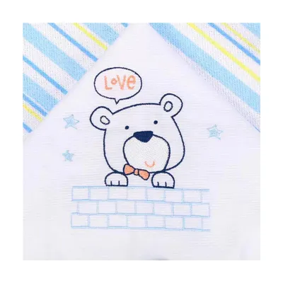 Toalhão De Banho Minasrey Baby Nice Felpa Capuz Bordado Azul