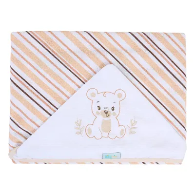 Toalhão De Banho Minasrey Baby Nice Felpa Capuz Bordado Bege