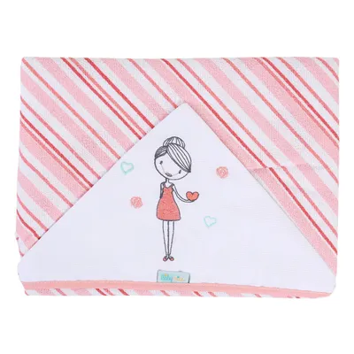 Toalhão De Banho Minasrey Baby Nice Felpa Capuz Bordado Rosa