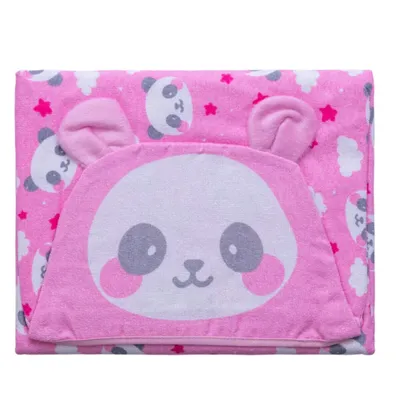 Toalha Com Capuz Baby Joy Forro De Fralda Estampa Panda