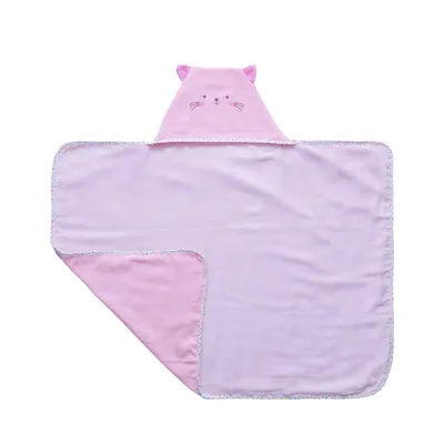 Toalha Com Capuz Baby Joy Felpa Bordada Gata