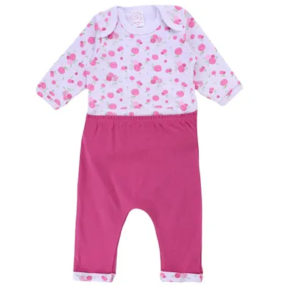 Conjunto Bebê Petutinha Com 02 Bodies + Mijão Com Barra Floral