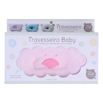 Travesseiro Baby Zip Urso Rosa Menina