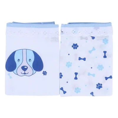 Kit Pano De Boca Minasrey Carinhas Cachorrinho Azul 02 Peças