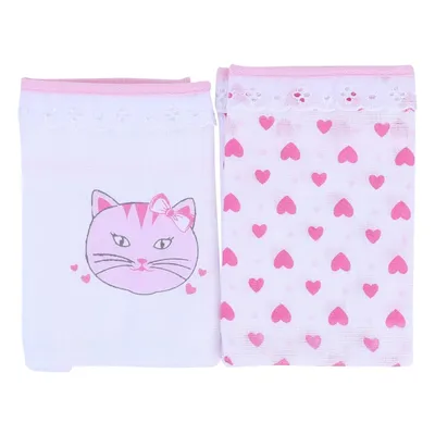 Kit Pano De Boca Minasrey Carinhas Gatinha Rosa 02 Peças