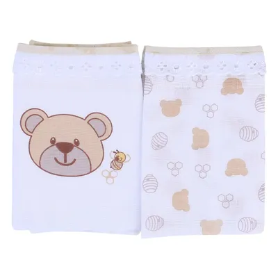 Kit Pano De Boca Minasrey Carinhas Ursinho Bege 02 Peças