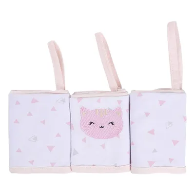 Kit Pano De Boca Mami Bichuus Bordado Gatinha Menina 03 Peças