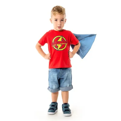 Camiseta Gijo Kids Menino Estampada Com Capa