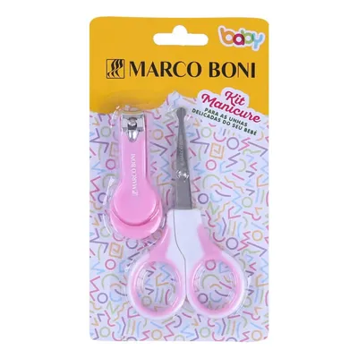 Kit Manicure Marco Boni Baby Premium Tesoura E Cortador Rosa