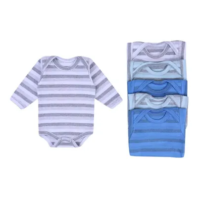 Kit Body Top Chot Manga Longa Suedine Listrado Menino