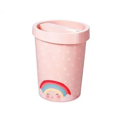 Lixeira Plasútil Estampa Arco Íris Modelo 5L Rosa