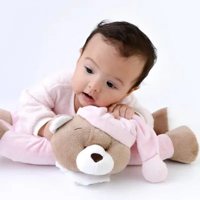 Almofada Zip Meu Primeiro Puppet Urso Nino Rosa Claro