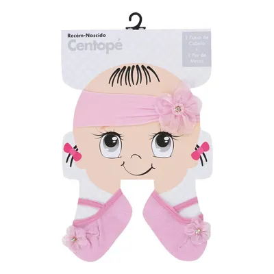 Kit Enxoval Centopé Faixa Para Cabelo + Meia Sapatilha Cor 2