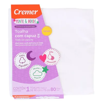 Toalha De Banho Cremer Com Capuz Pinte E Borde Branco 90x75 Toalha De Banho Cremer Com Capuz Pinte E Borde Branco 90x75