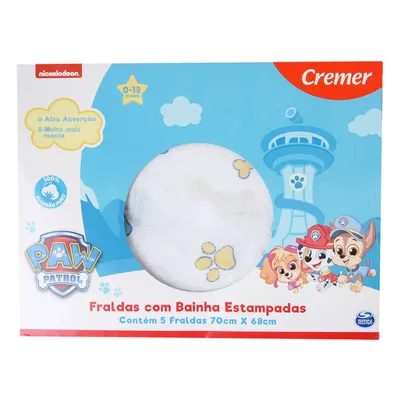 Fralda Luxo Cremer Estampa Patrulha Canina Com 05 Unidades