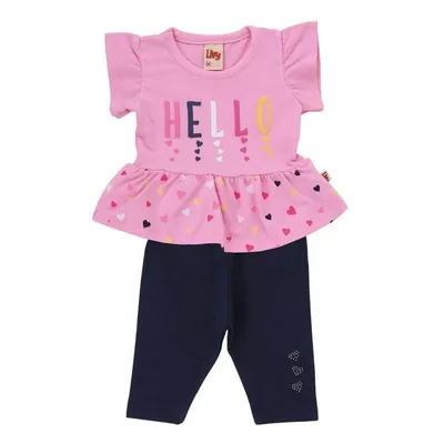 Conjunto Livy Manga Curta + Legging Em Cotton Com Estampa