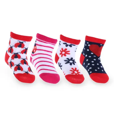 Meia Bebê Pimpolho Estampada Menina Com 04 unidades