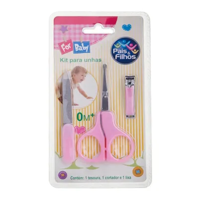 Kit Manicure Pais E Filhos Gala Com 03 Peças +0 Meses Rosa