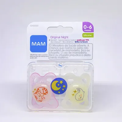 Kit Chupeta Bebê Mam Original Night Tamanho 01 - 02 Unidades Kit Chupeta Bebê Mam Original Night Tamanho 01 - 02 Unidades
