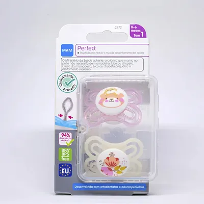 Kit Chupeta Bebê Mam Perfect Tamanho 01 - 02 Unidades Kit Chupeta Bebê Mam Perfect Tamanho 01 - 02 Unidades